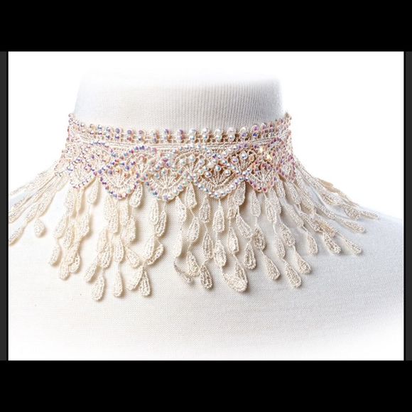 Swarovski Crystals, Iridescence, Lace & Ribbons—Necklace. New!! - Picture 2 of 2